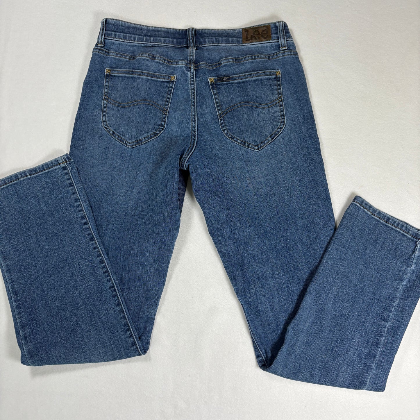 Lee Womens Straight Leg Jeans 8M Mid Rise Flex Motion Blue Stretch Denim