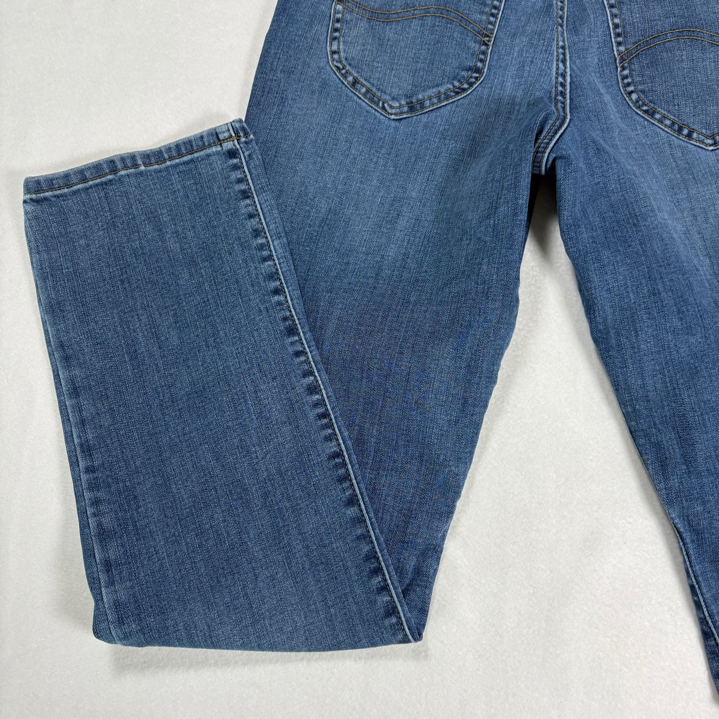 Lee Womens Straight Leg Jeans 8M Mid Rise Flex Motion Blue Stretch Denim