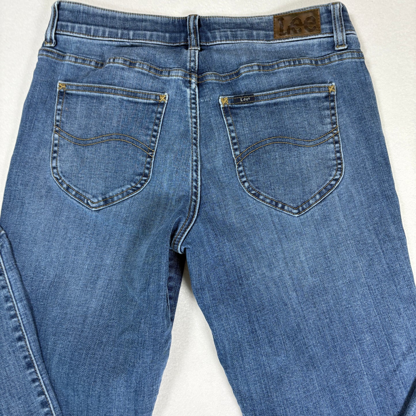 Lee Womens Straight Leg Jeans 8M Mid Rise Flex Motion Blue Stretch Denim