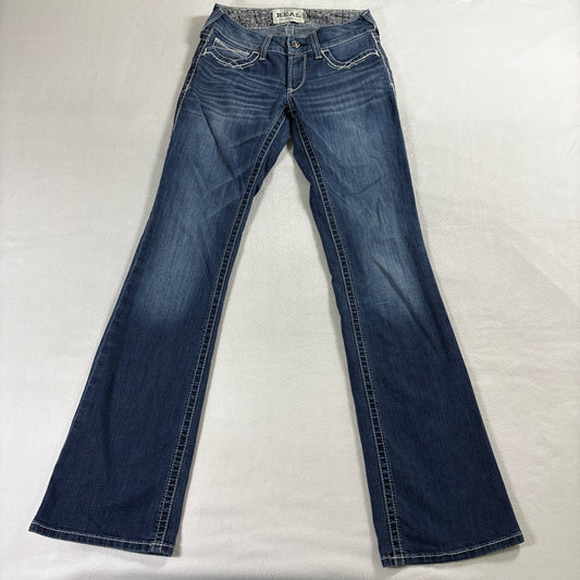 Ariat REAL Denim Bootcut Western Stretch Jeans Tag 27L Fits Like 28X35 Blue