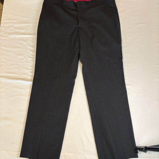 INC International Concepts Slim Fit Milan Dress Pants 34x30 Charcoal Plaid Broken Zipper