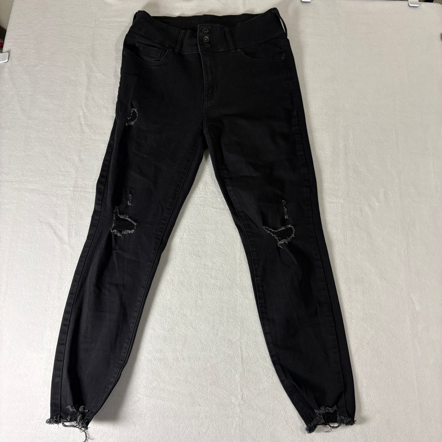Kendall + Kylie Womens Ultra Babe Skinny High Rise Black 29 Distressed