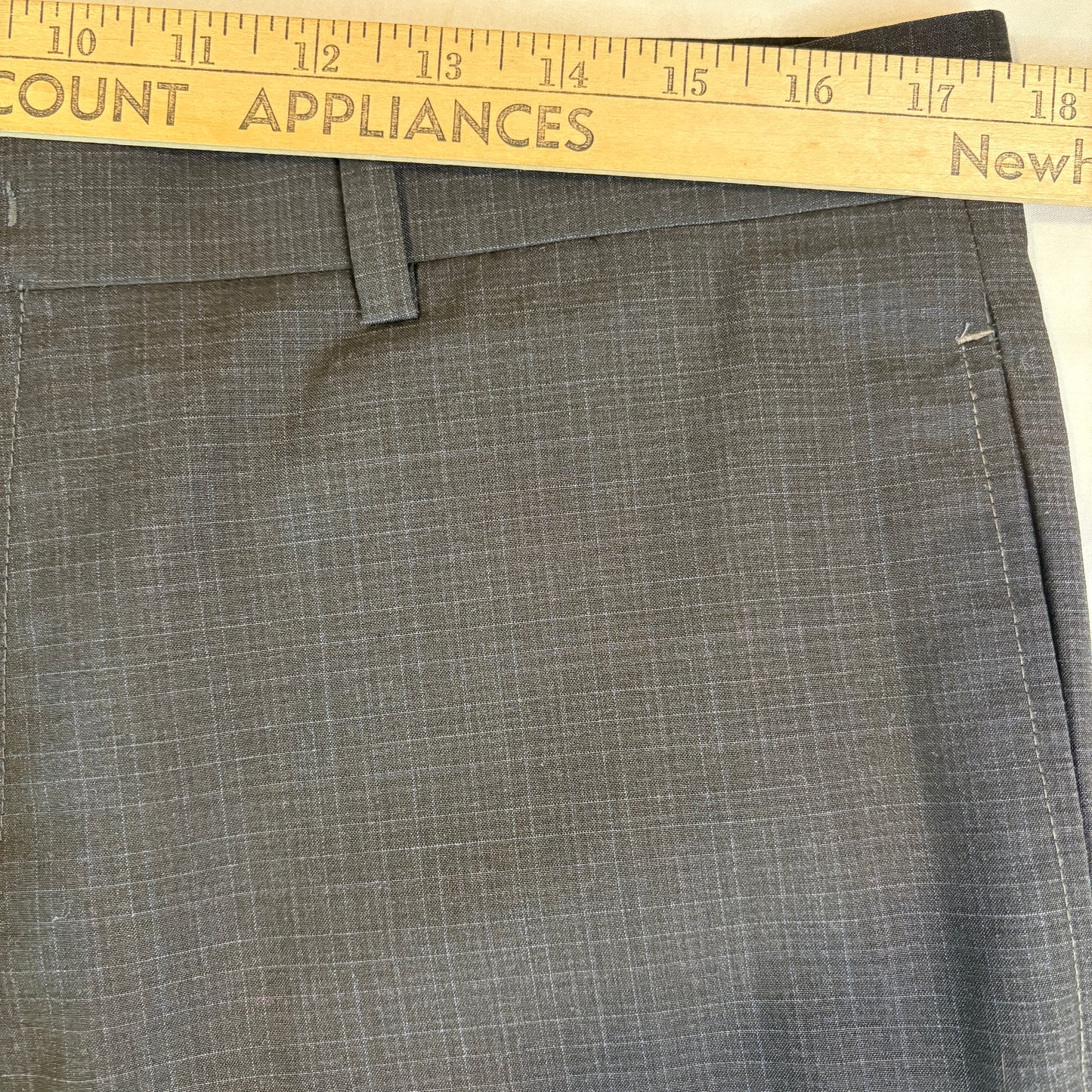 INC International Concepts Slim Fit Milan Dress Pants 34x30 Charcoal Plaid Broken Zipper