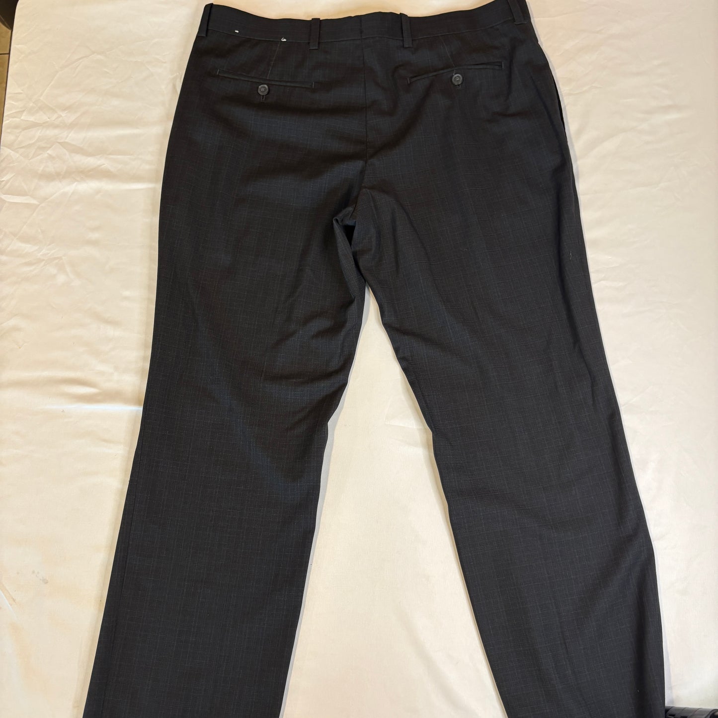 INC International Concepts Slim Fit Milan Dress Pants 34x30 Charcoal Plaid Broken Zipper