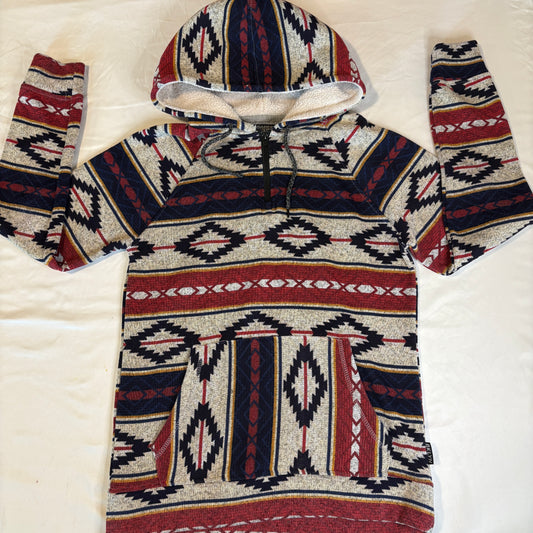 Brooklyn Cloth Men’s Aztec Print Sherpa Lined Hoodie Sweatshirt Size Small