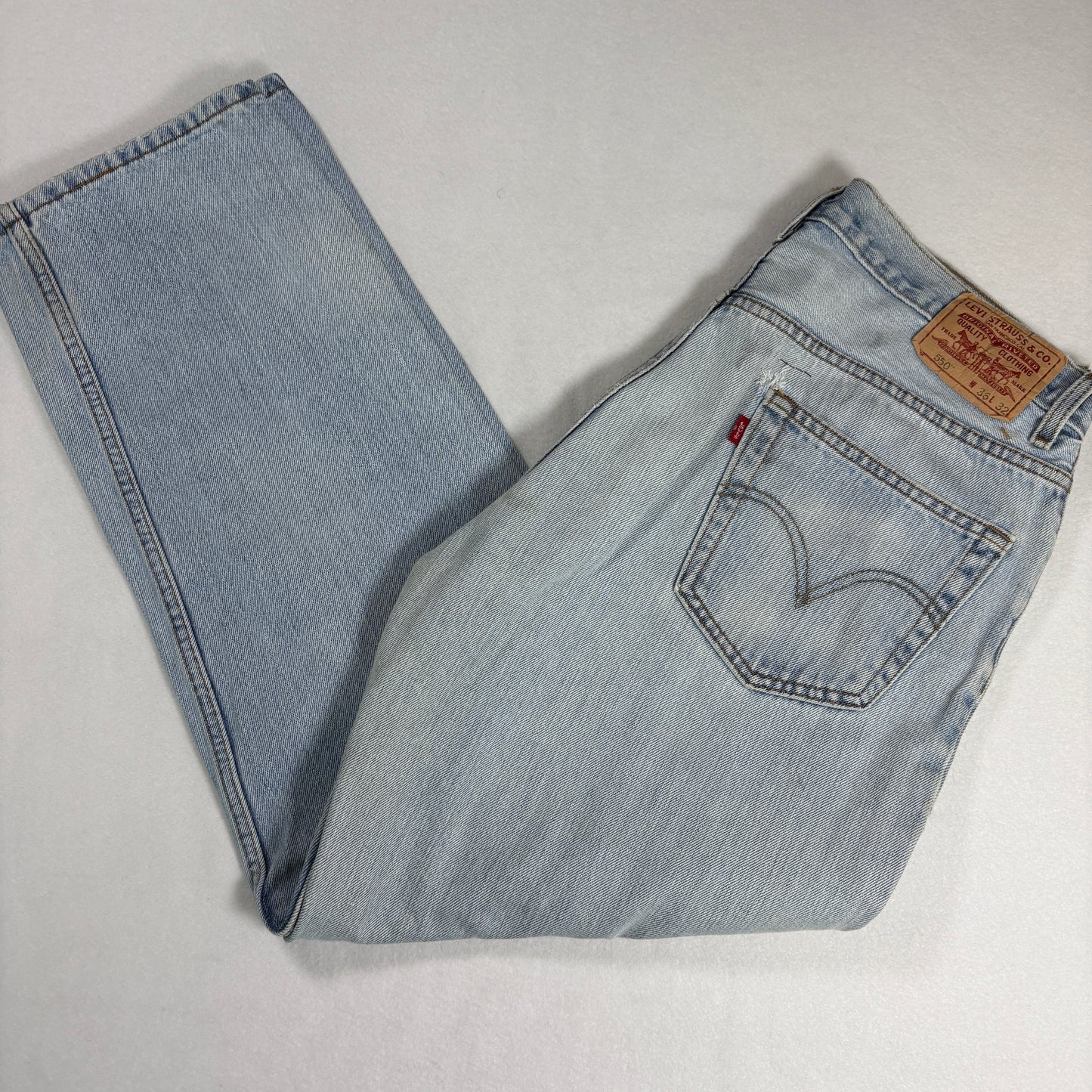 Levis Mens 550 Relaxed Fit Jeans 36x32 Light Wash Baggy 90s Y2K Grunge Denim
