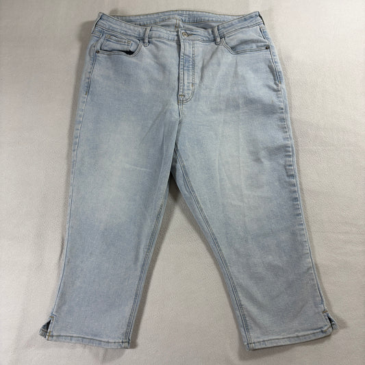 High Rise Capri Jeans Light Wash Stretch Old Navy 16 Tall Fits Like 34X21 Denim