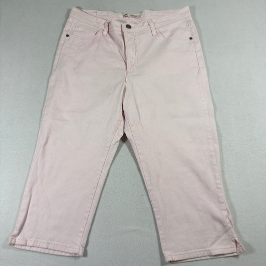 Lee Womens Classic Fit Pink Jeans Size 10 High Waist Cropped Straight Pants