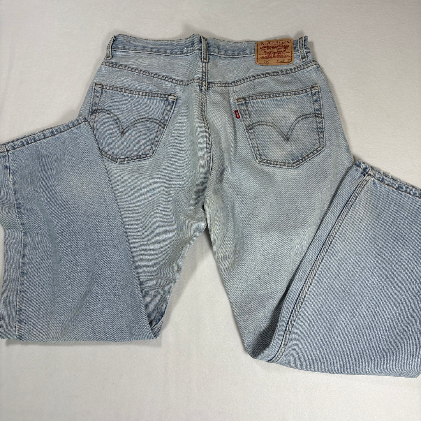 Levis Mens 550 Relaxed Fit Jeans 36x32 Light Wash Baggy 90s Y2K Grunge Denim