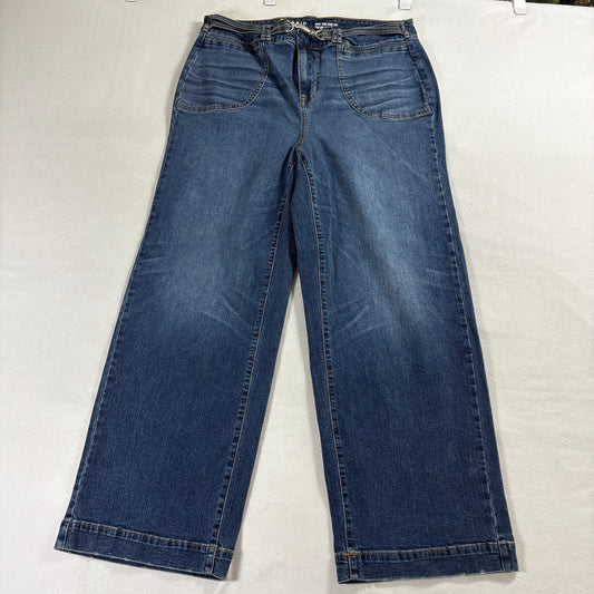 High Rise Wide Leg Jeans Torrid 14R Fits Like 34X Dark Wash Stretch Denim