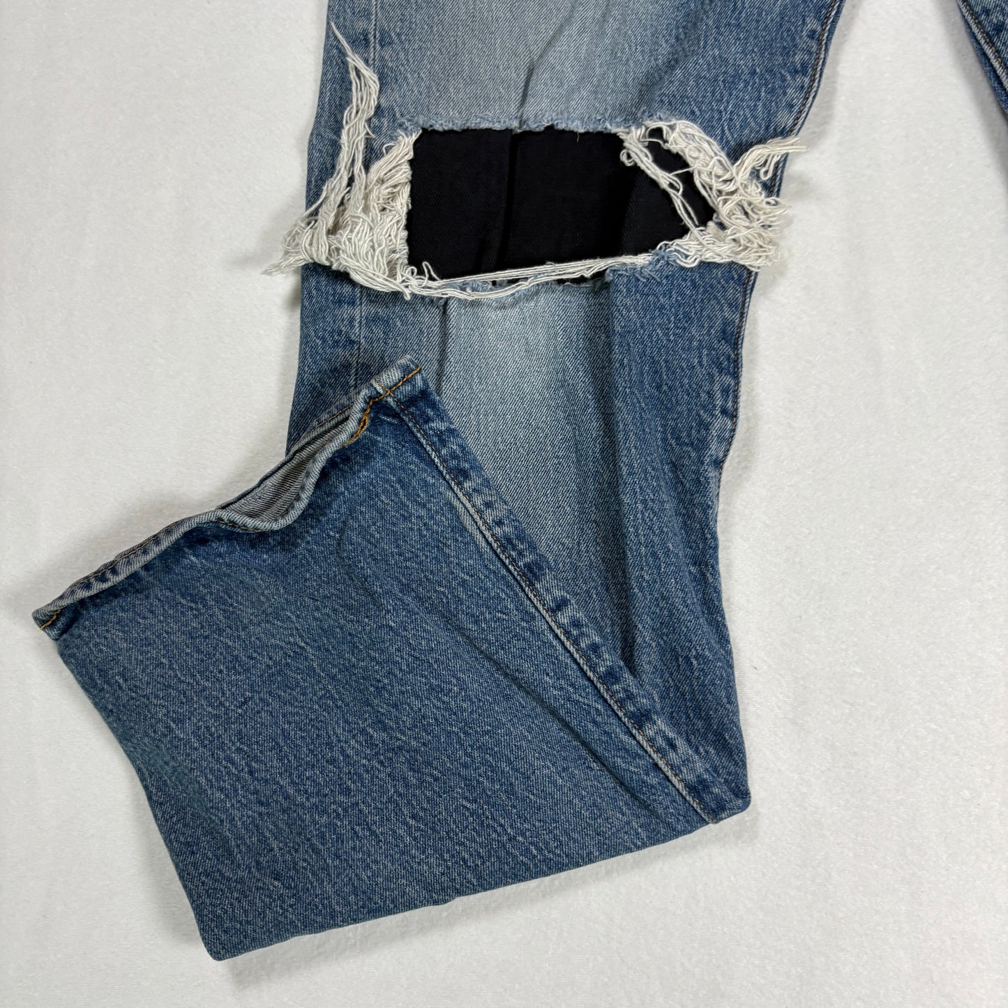 Levis Mens Jeans 36x32 Blue Distressed Ripped Baggy Grunge Y2K Vintage Denim