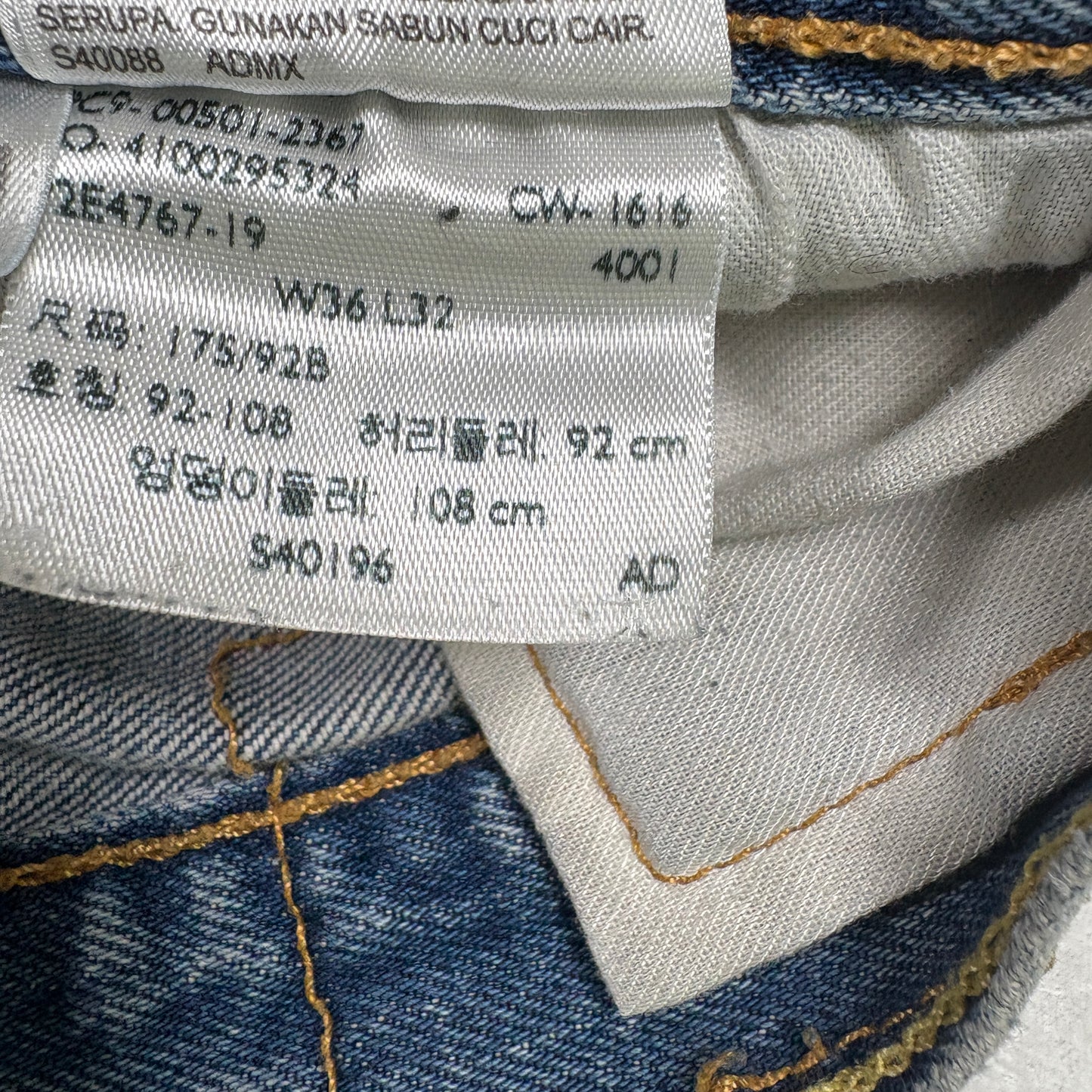 Levis Mens Jeans 36x32 Blue Distressed Ripped Baggy Grunge Y2K Vintage Denim