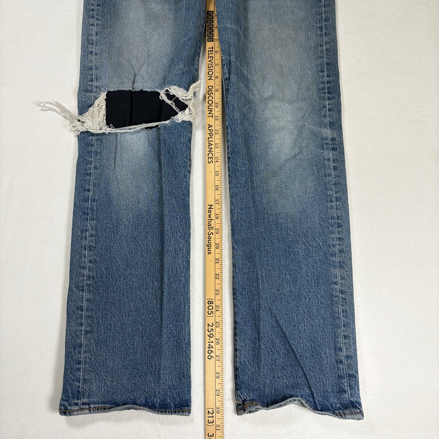 Levis Mens Jeans 36x32 Blue Distressed Ripped Baggy Grunge Y2K Vintage Denim