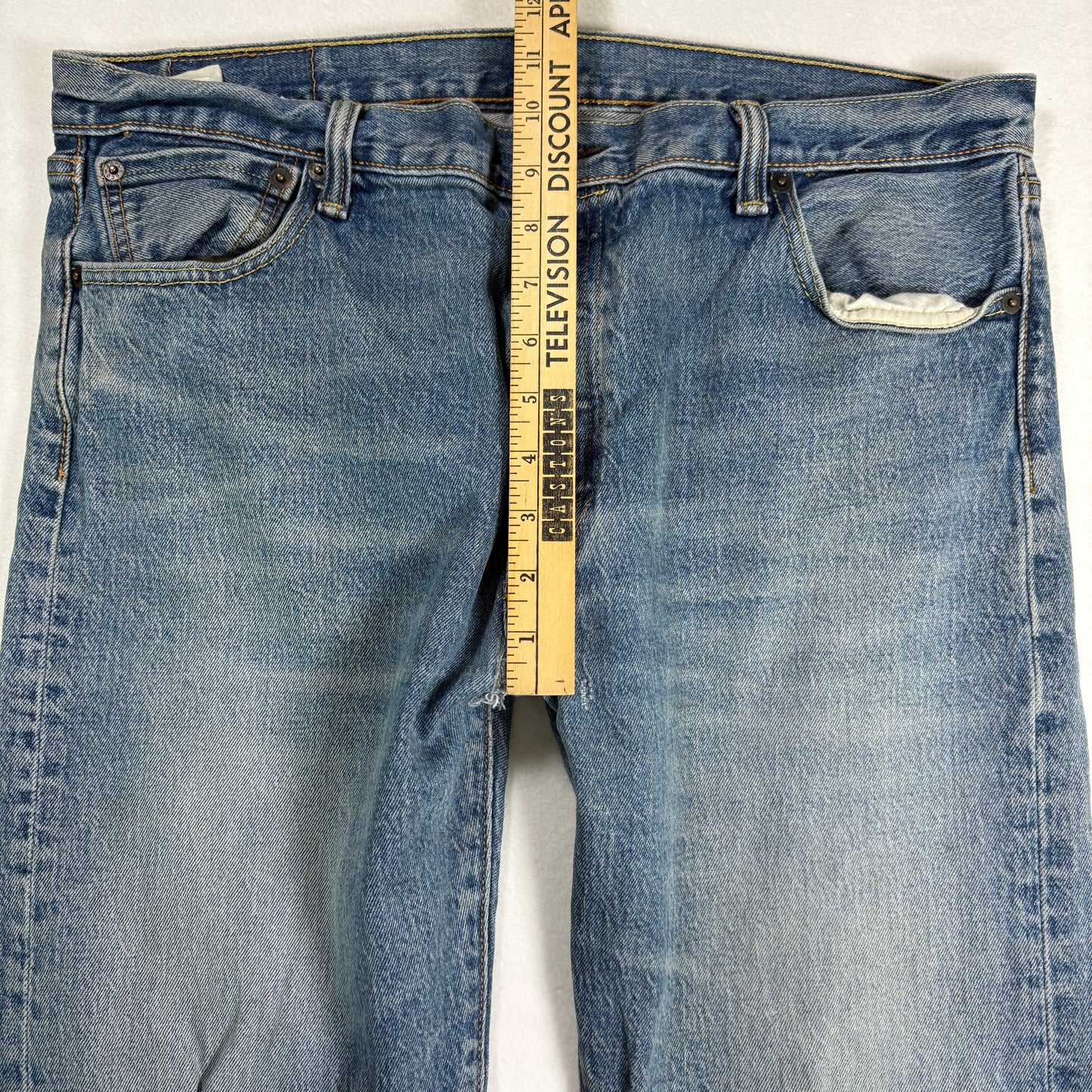 Levis Mens Jeans 36x32 Blue Distressed Ripped Baggy Grunge Y2K Vintage Denim