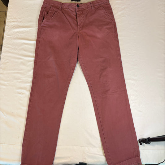 AllSaints Men’s Chino Pants Size 32 Red Slim Fit Casual Cotton Trousers