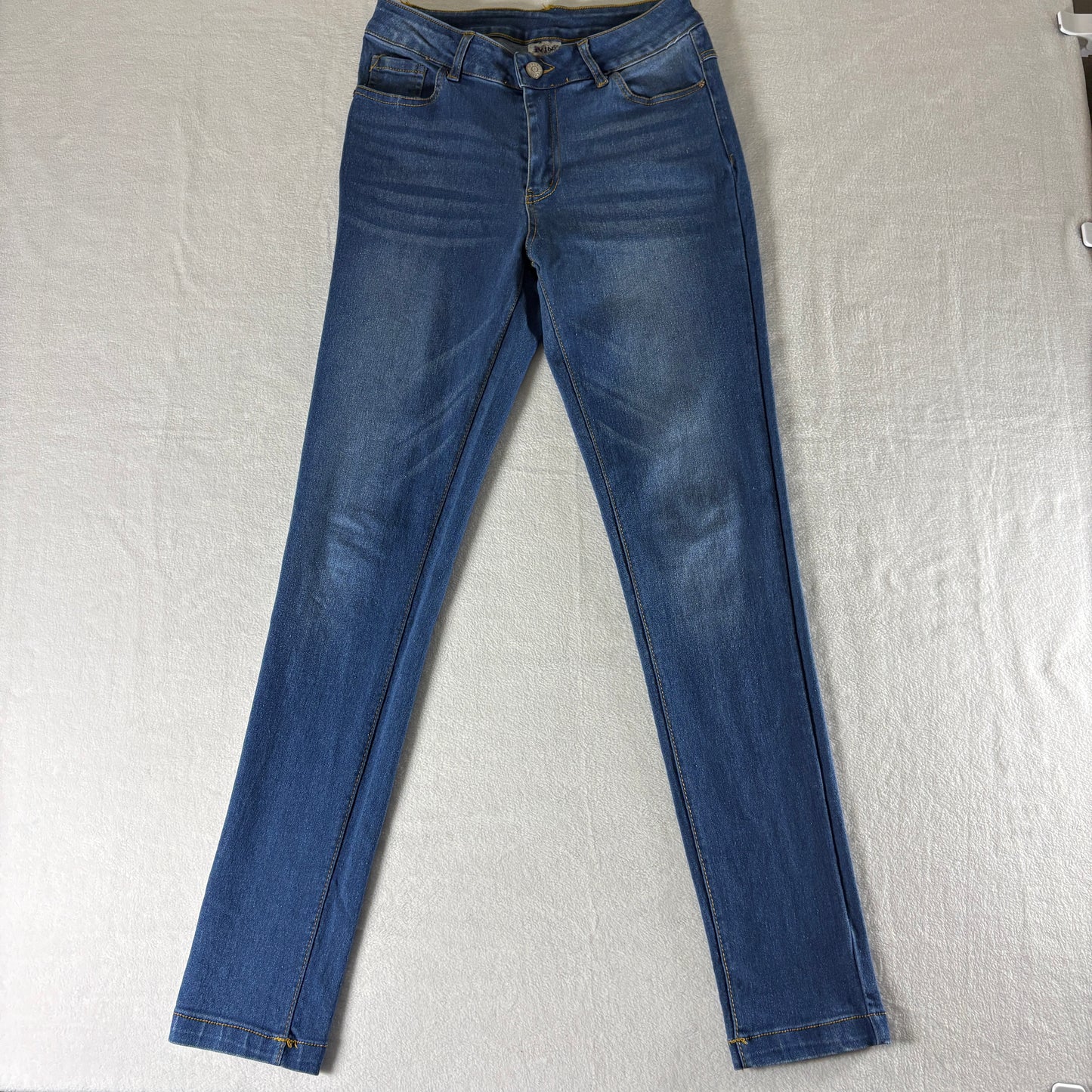 Jvini Fashion Women’s Mid Rise Skinny Jeans Blue Stretch Size S Y2K