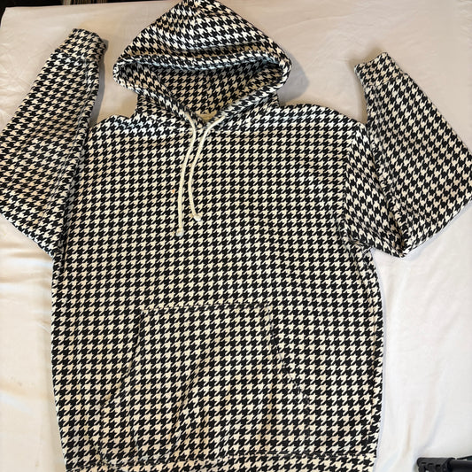 Independent Trading Company Men’s Black White Houndstooth Pullover Hoodie Size 2XL