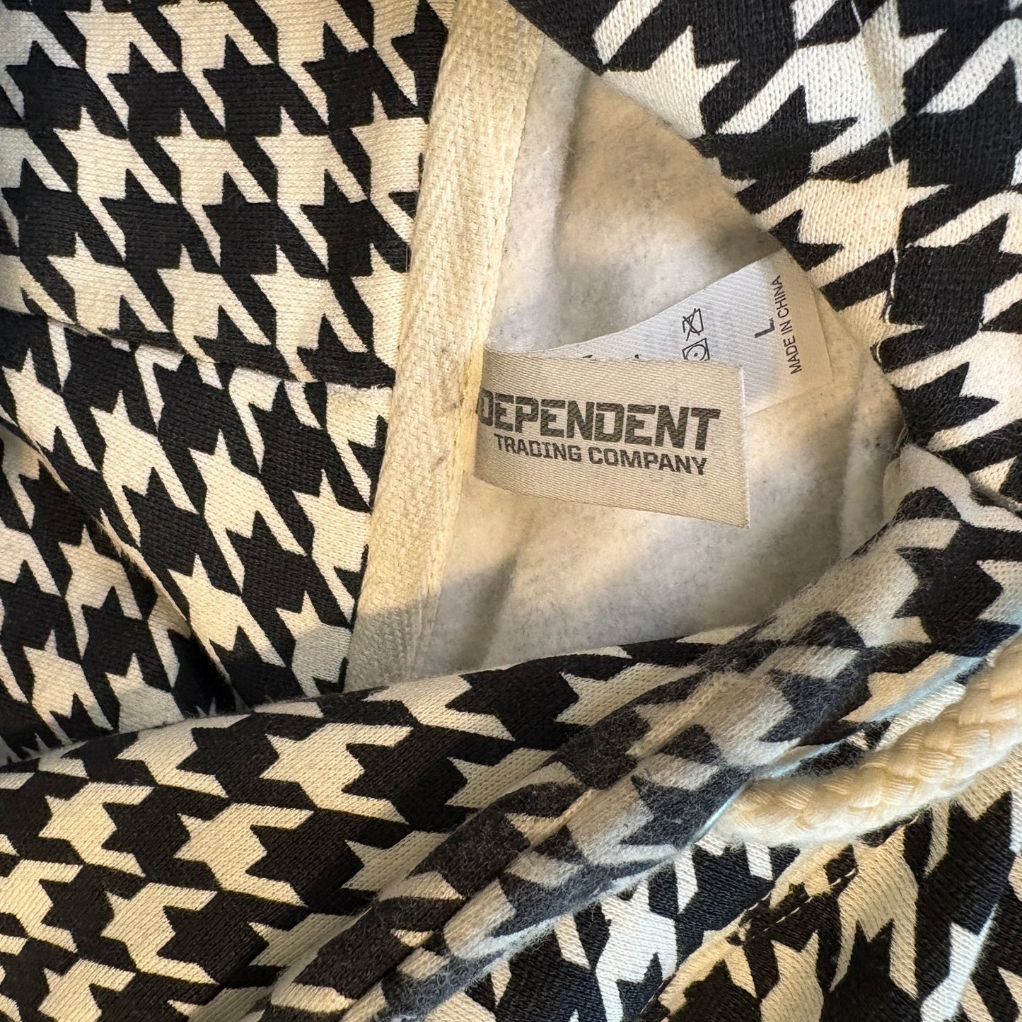 Independent Trading Company Men’s Black White Houndstooth Pullover Hoodie Size 2XL
