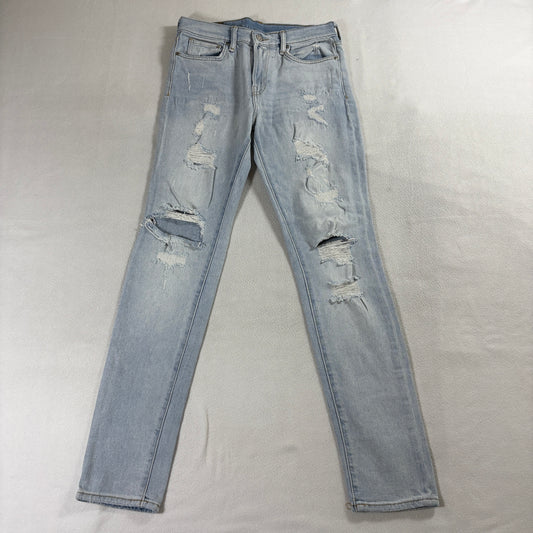 Distressed Skinny Jeans H&M 30 Fits Like 28X30 Light Wash Stretch Denim Y2K