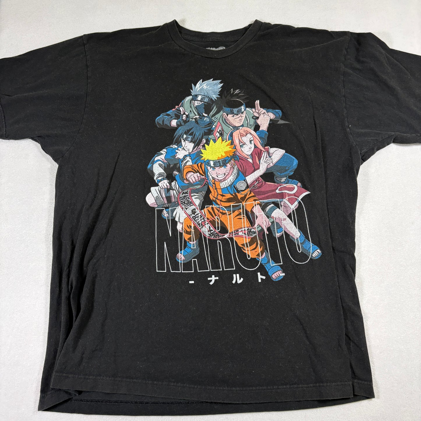 Mens 2XL Naruto Anime Graphic T Shirt Black Vintage Style Shonen Jump Tshirt