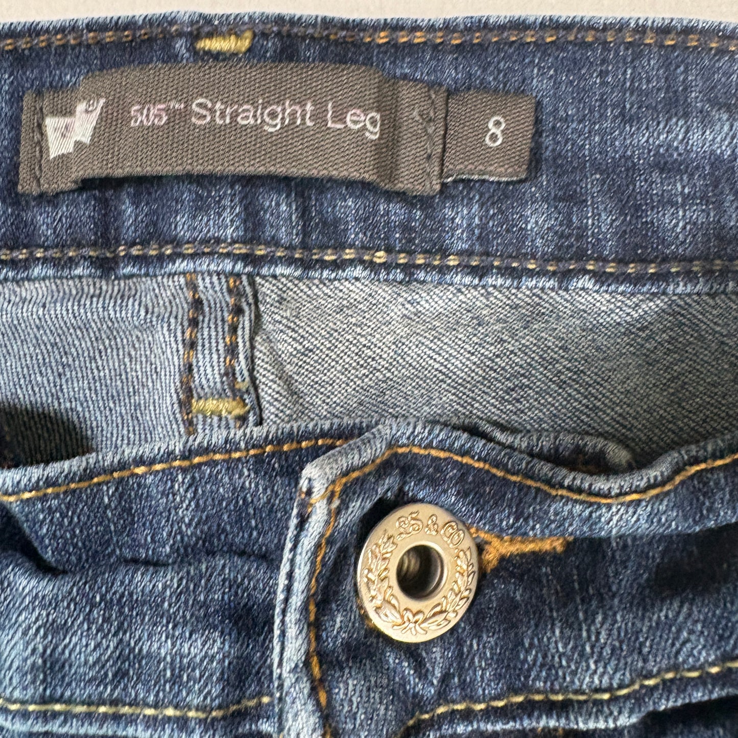 Levis Womens 505 Straight Leg Jeans 8 Blue Mid Rise Classic Denim Y2K Vintage