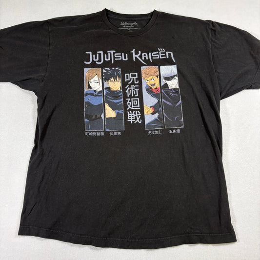 Mens 2XL Jujutsu Kaisen Anime T Shirt Black Graphic Crunchyroll Tee Hole Tshirt
