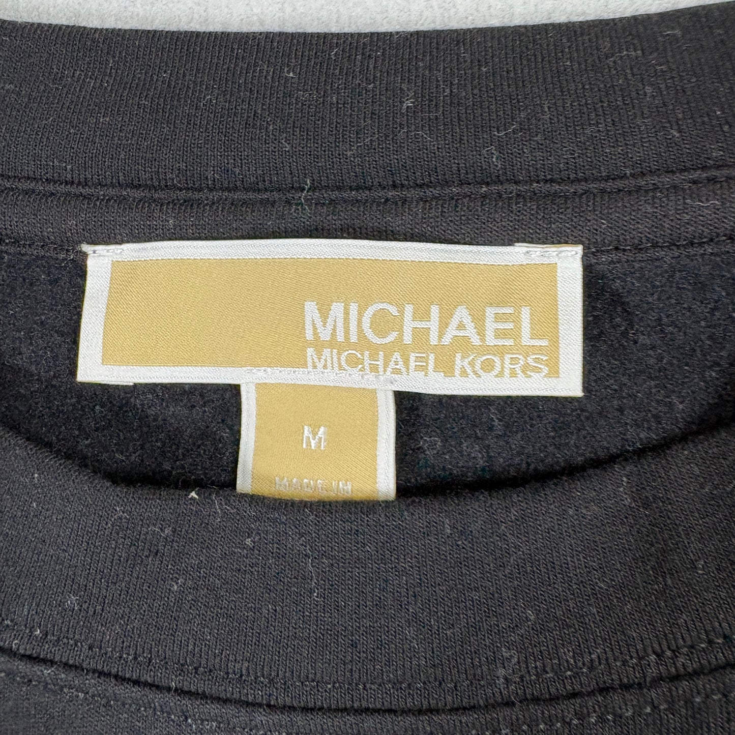 Womens M Michael Kors Black Long Sleeve MK Logo Rhinestone Top Shirt Y2K Style