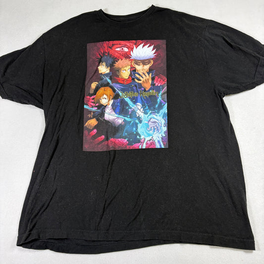 Mens 2XL Jujutsu Kaisen Anime T Shirt Black Graphic Crunchyroll Tee Vintage Tshirt