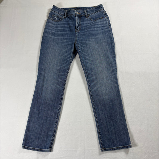 Chicos Jeans Womens Size 2 Blue Slim Leg Crop Girlfriend Y2K 90s Denim Style Fit