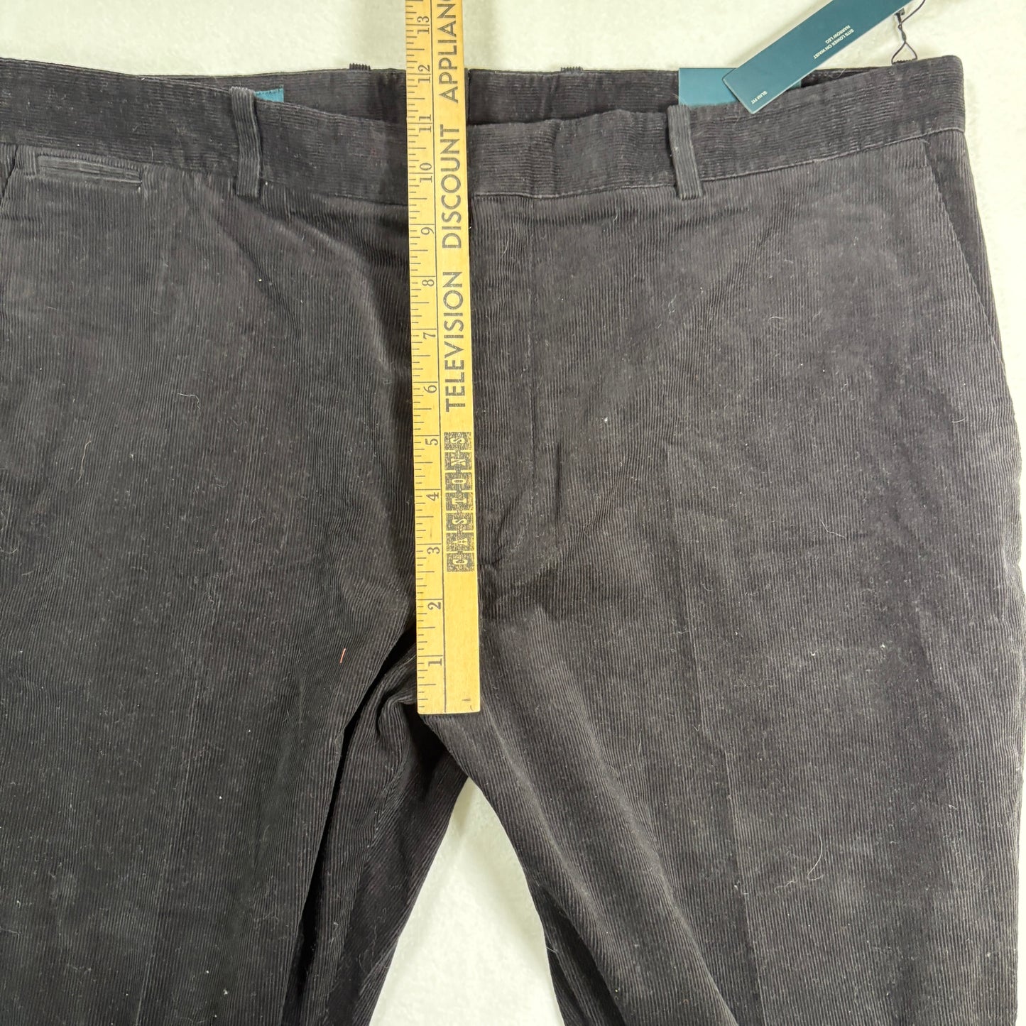 Perry Ellis Mens Slim Fit Corduroy Pants 38x30 Black Stretch Dress Casual NWT