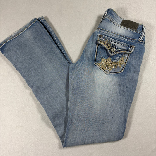 Hydraulic Womens Bootcut Jeans Size 27x31 Medium Wash Embroidered Flap Pockets