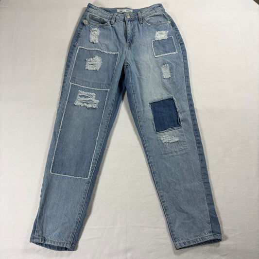YMI Dream Jeans Womens 3/26 Blue Patchwork Distressed Mom Boyfriend Denim Y2K