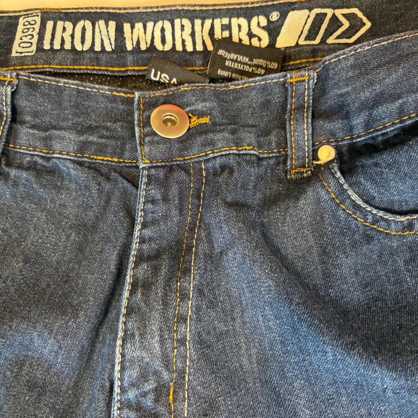Iron Workers USA 36 Reinforced Motorcycle Jeans Kevlar Lining Protective Riding Pants