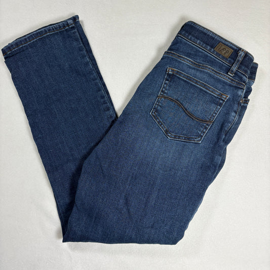 Lee Womens Straight Leg Jeans 8 Blue Flex Motion Mid Rise Regular Fit Stretch