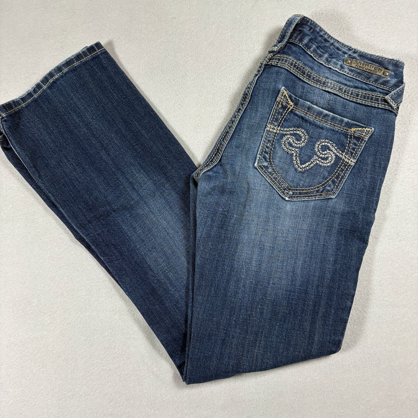 Express Womens Barely Boot Jeans Size 2S Dark Wash Low Rise Stretch Y2K Denim