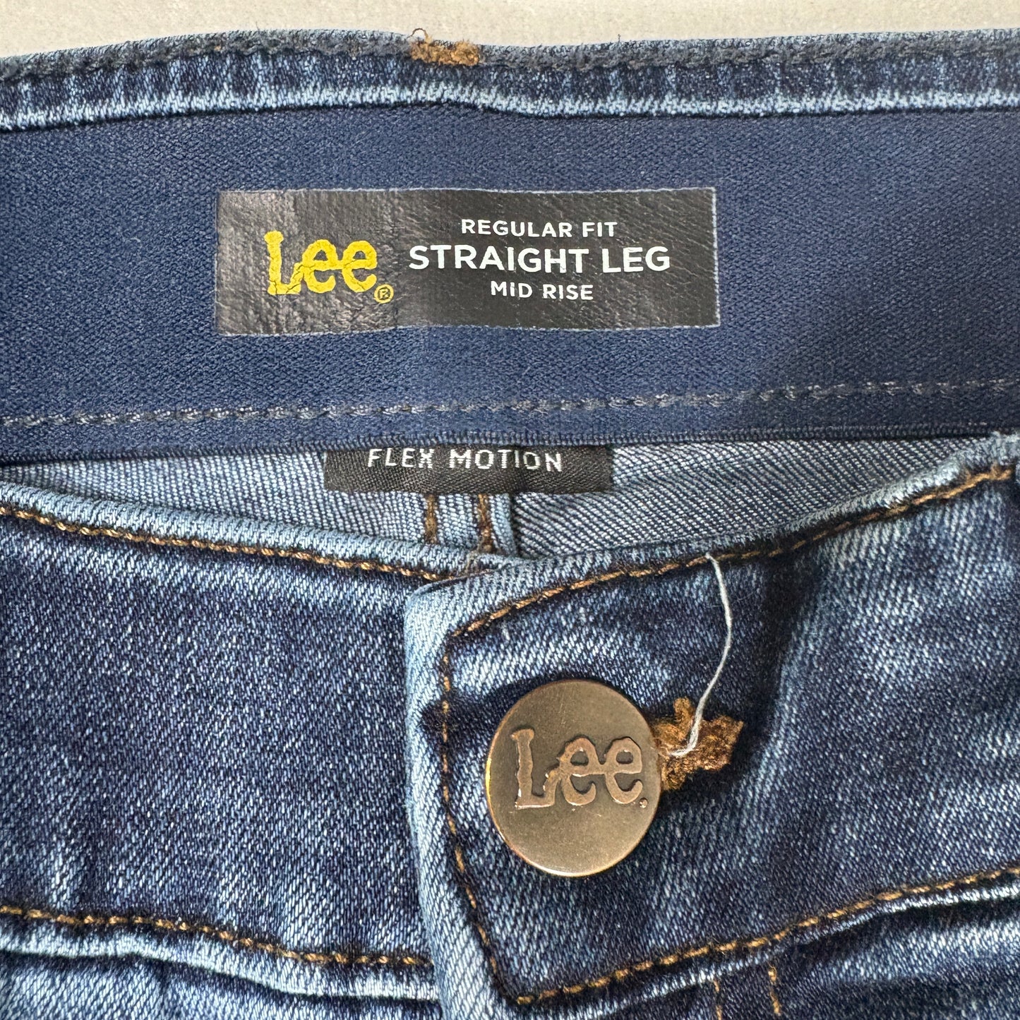 Lee Womens Straight Leg Jeans 8 Blue Flex Motion Mid Rise Regular Fit Stretch