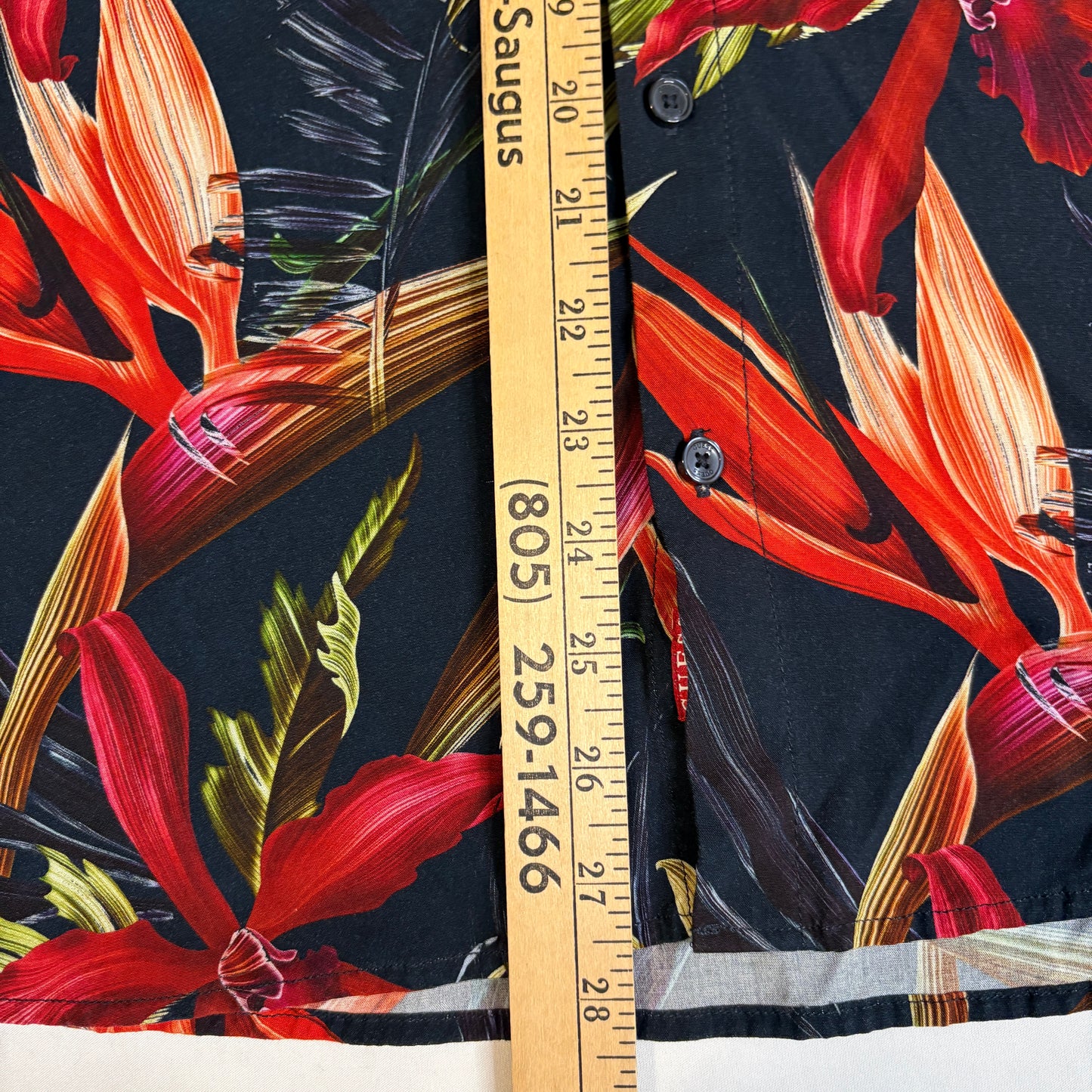 Guess Los Angeles XL Short Sleeve Hawaiian Shirt Black Red Tropical Floral