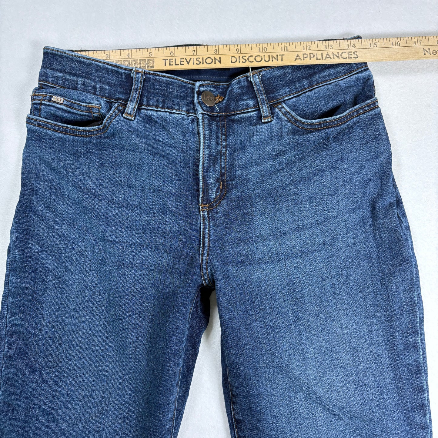 Lee Womens Straight Leg Jeans 8 Blue Flex Motion Mid Rise Regular Fit Stretch