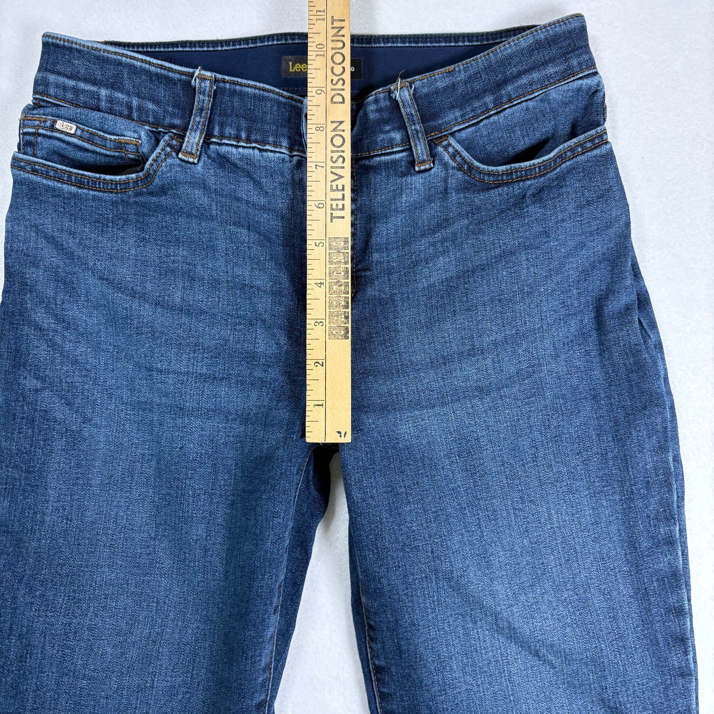 Lee Womens Straight Leg Jeans 8 Blue Flex Motion Mid Rise Regular Fit Stretch