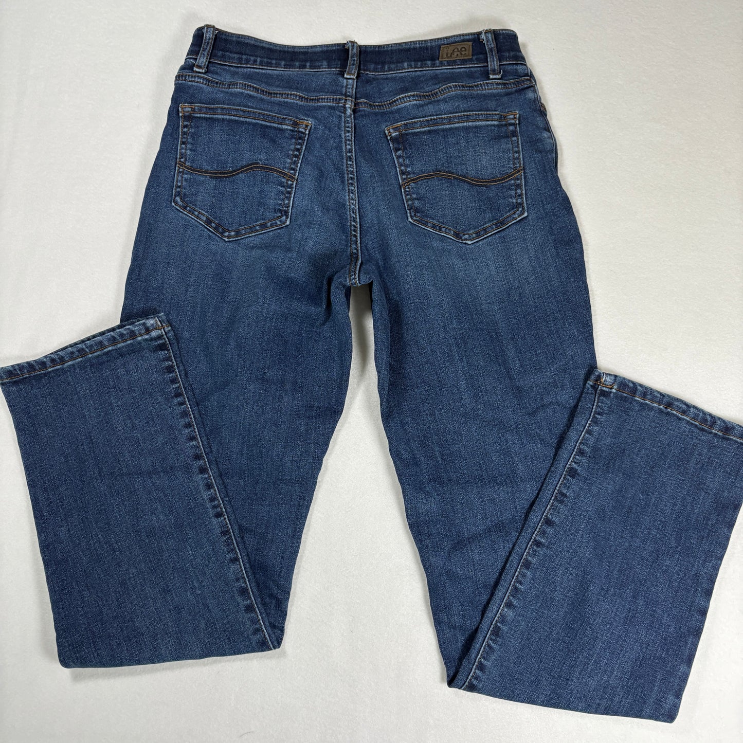 Lee Womens Straight Leg Jeans 8 Blue Flex Motion Mid Rise Regular Fit Stretch