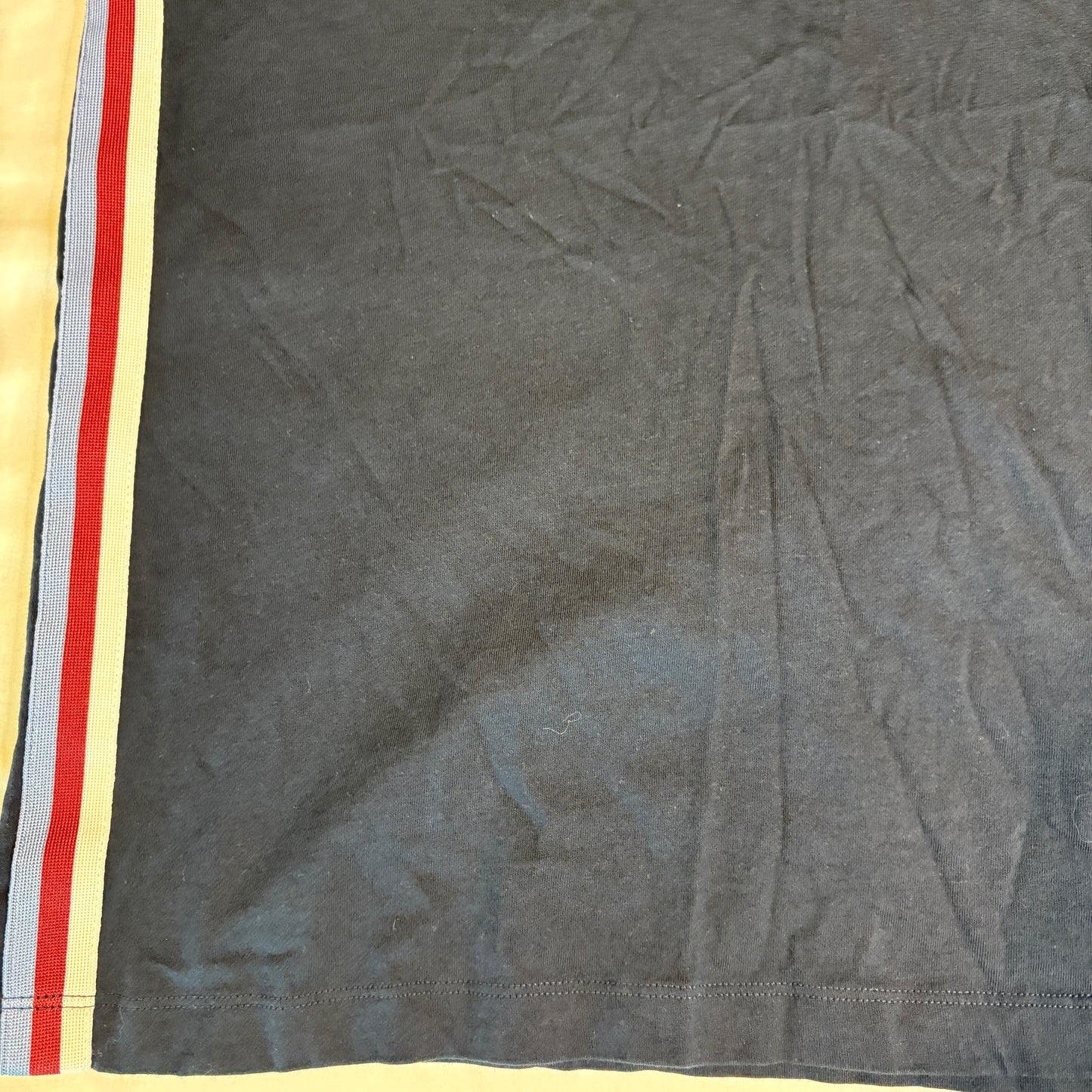 Perry Ellis Polo Shirt Men’s Medium Navy Blue Short Sleeve Striped Side Trim Casual