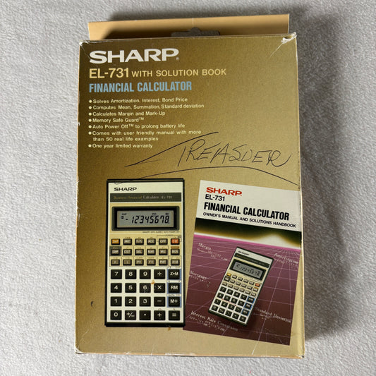 Sharp EL-731 Financial Calculator Vintage Business w Case Manual Box