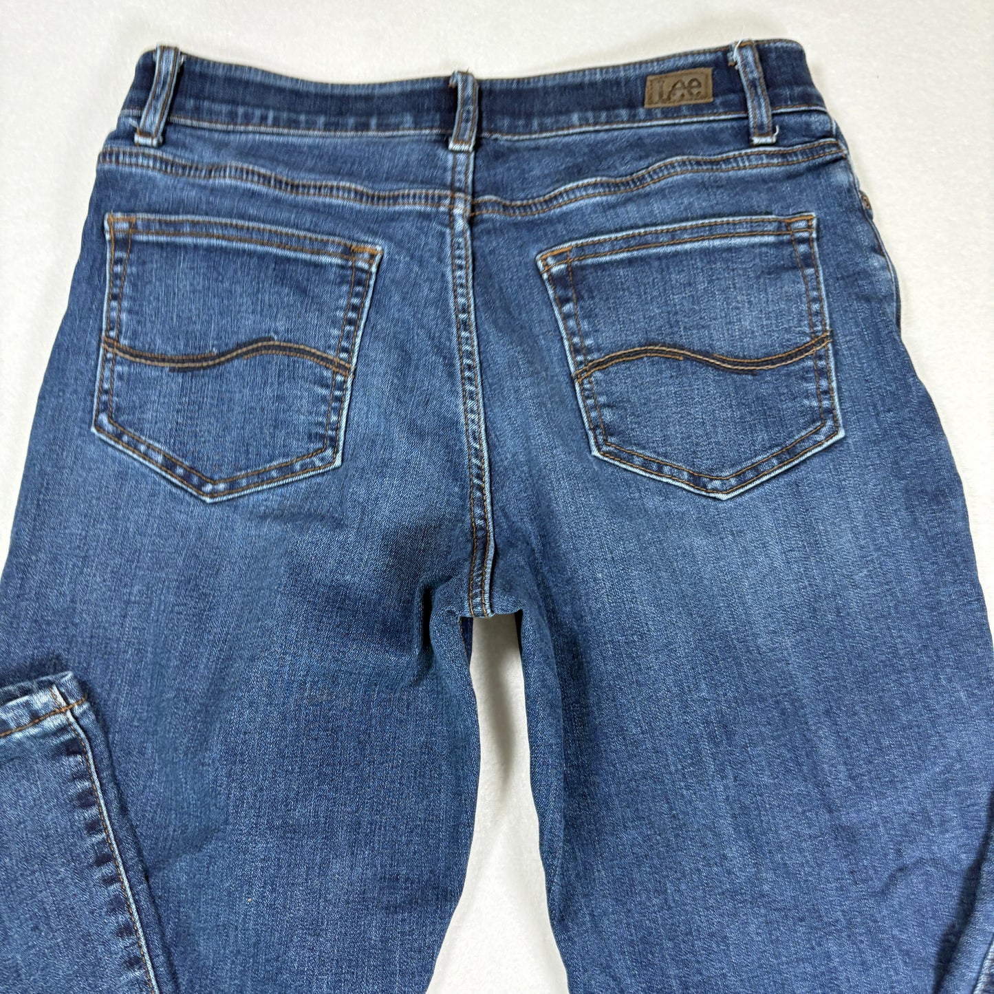 Lee Womens Straight Leg Jeans 8 Blue Flex Motion Mid Rise Regular Fit Stretch