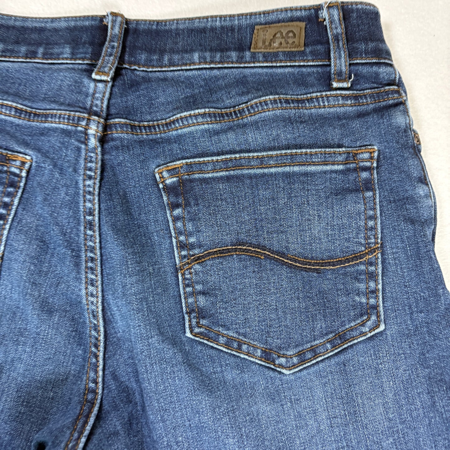 Lee Womens Straight Leg Jeans 8 Blue Flex Motion Mid Rise Regular Fit Stretch