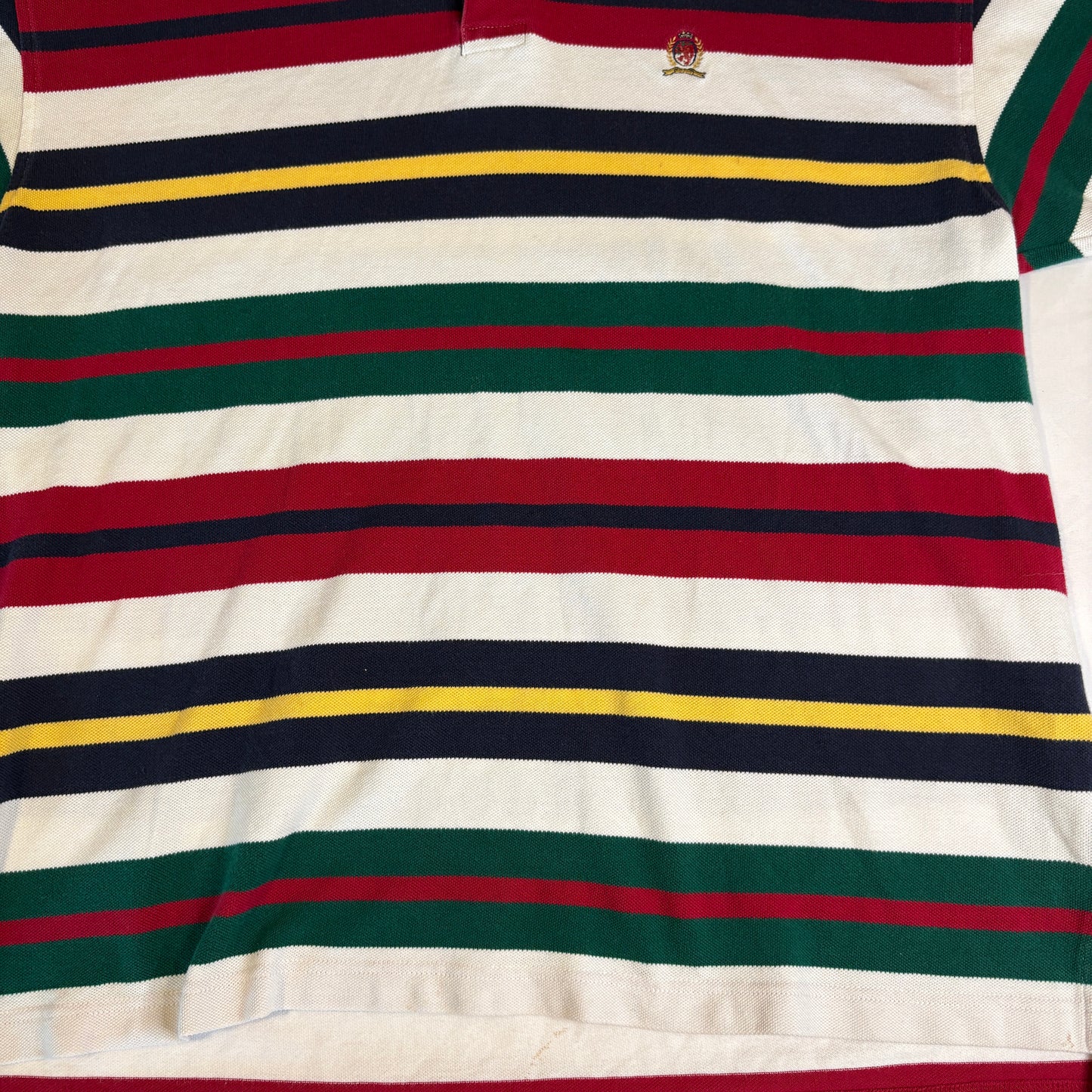 Tommy Hilfiger Men’s Polo Shirt L – Multicolor Stripe – 100% Cotton Short Sleeve