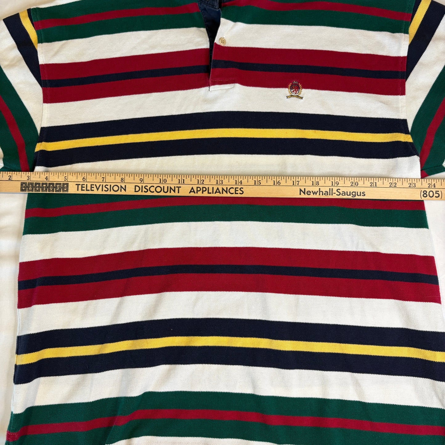 Tommy Hilfiger Men’s Polo Shirt L – Multicolor Stripe – 100% Cotton Short Sleeve