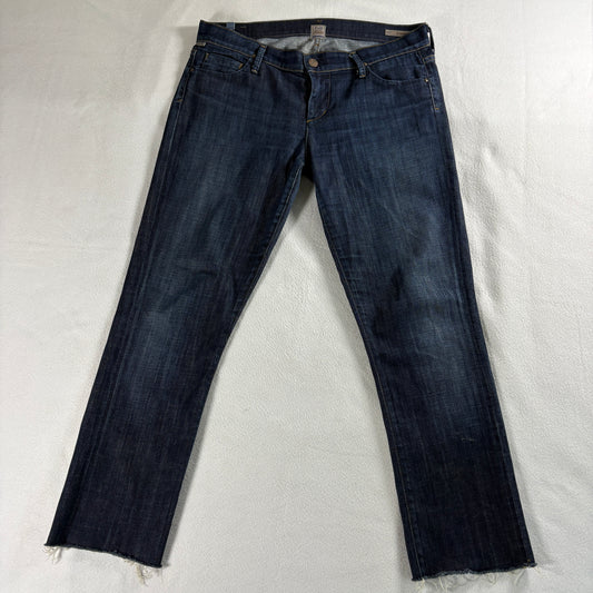COH Ingrid Bootcut Jeans Womens 29 Medium Wash Low Rise Y2K Raw Hem