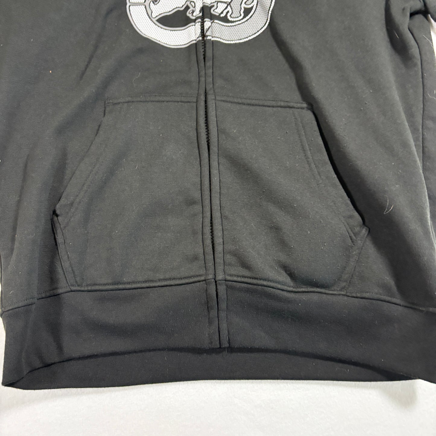 Ecko Unltd Mens Hoodie Medium Black Full Zip Sweatshirt Rhino Logo Y2K Streetwear