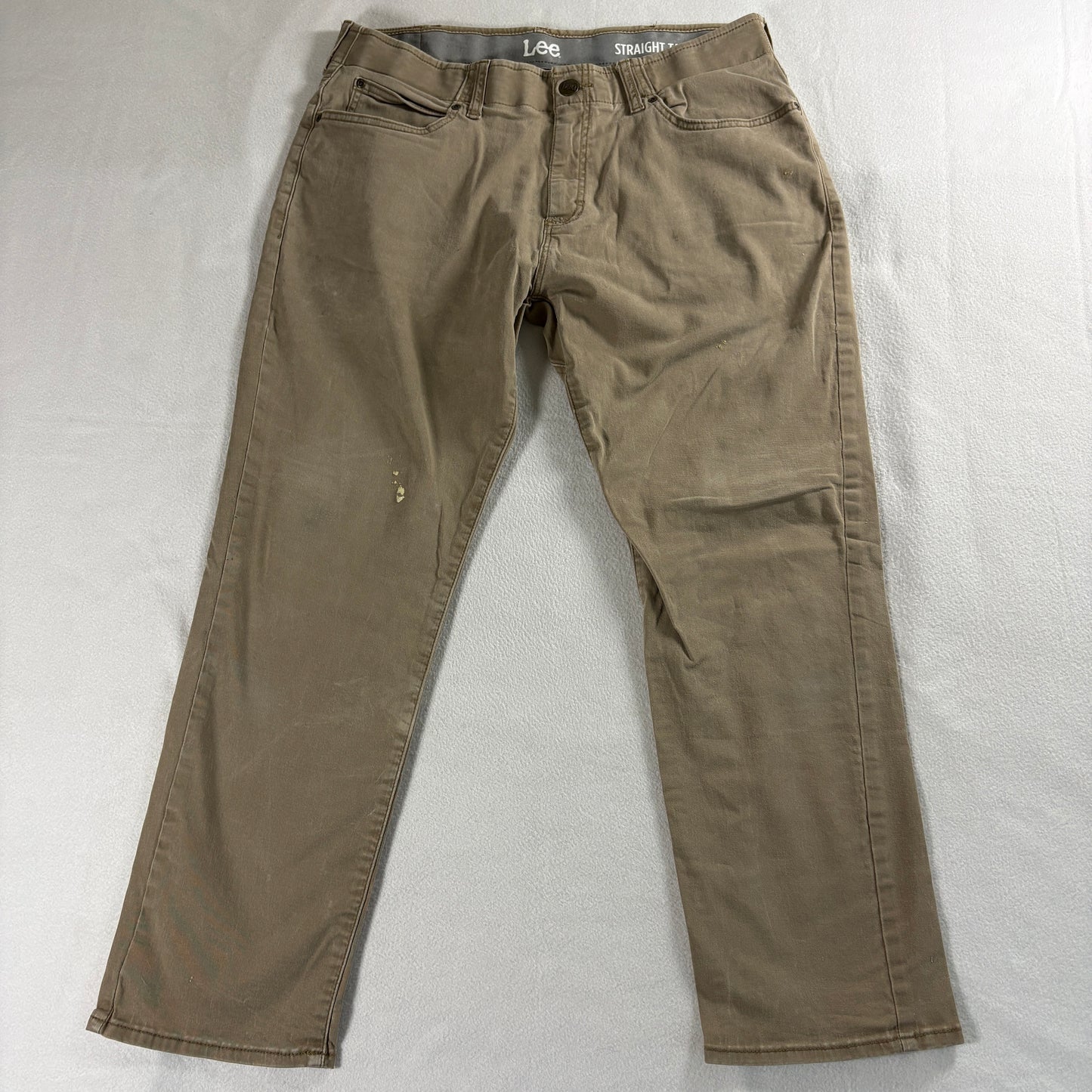 Lee Straight Taper Jeans Mens 36x29 Khaki Stretch Casual Classic Fit