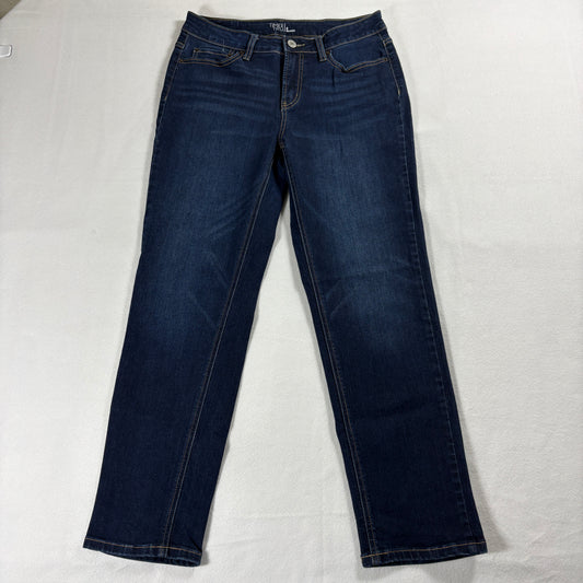Time And Tru Jeans Womens Size 8 Straight Leg Dark Wash Denim Casual Stretch Fit